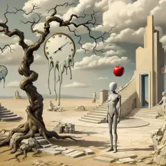 Surrealizm w malarstwie: topniejące zegary na pustyni, manekin z jabłkiem, posągi i dziwne budowle.